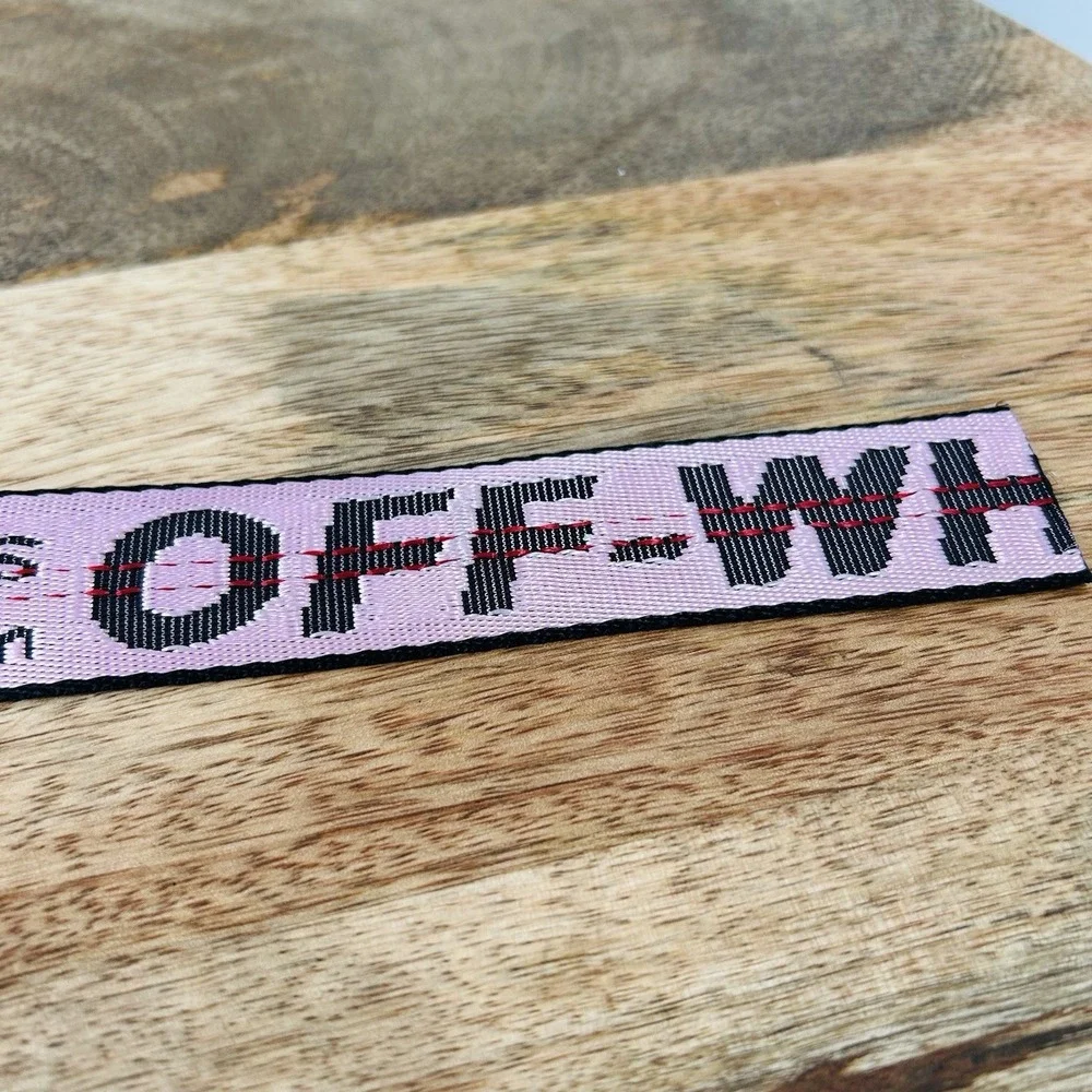 Off White Pink Industrial D-Ring Belt Tow Strap Overall Length 53